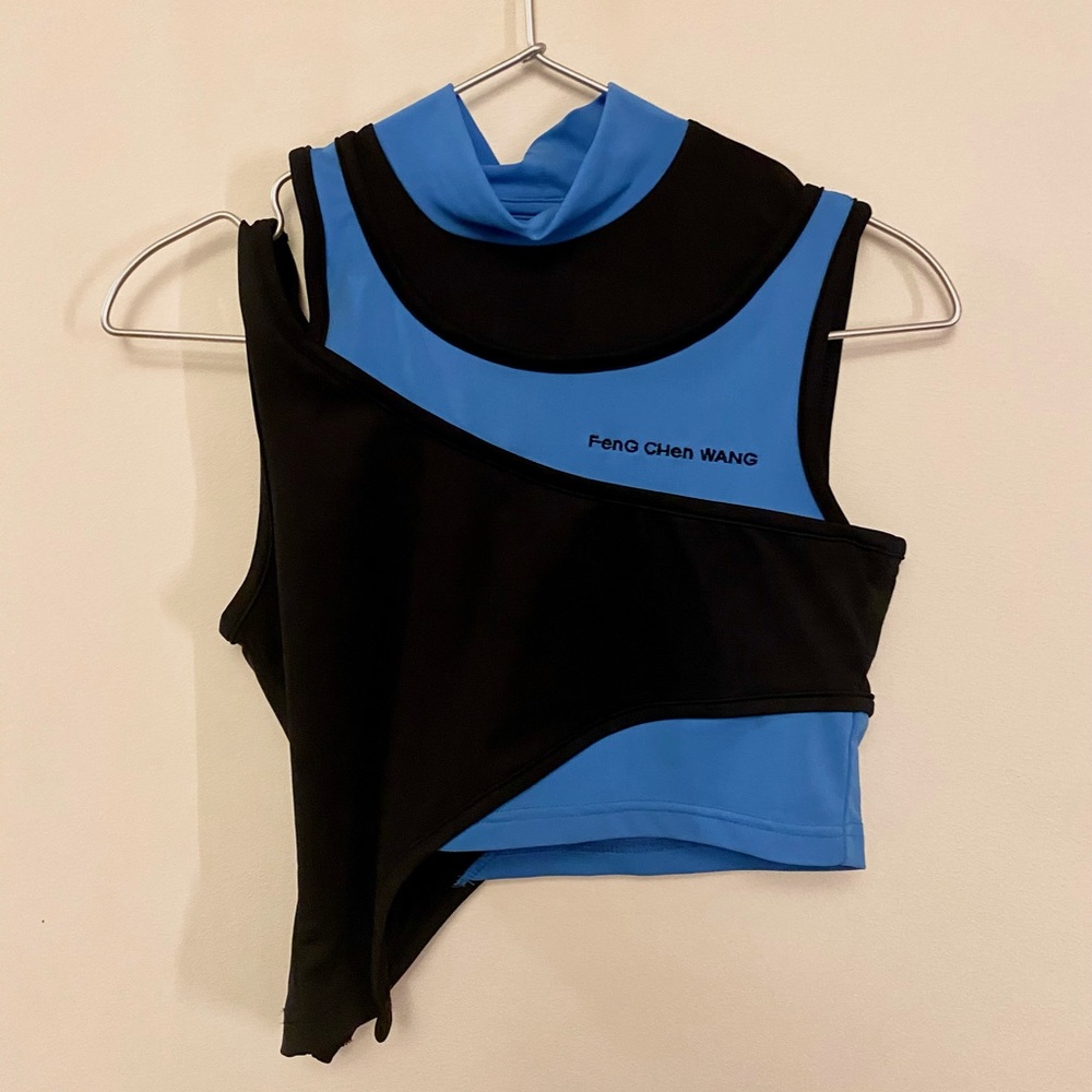 Feng Chen Wang Contrast Colour Vest in black/blue XS